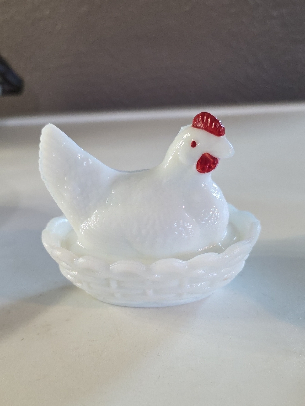 Vintage Westmoreland White Milk Glass Hen on Nest Covered Dish